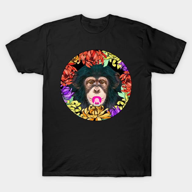 Monkey chimpanzee with pacifier T-Shirt by UMF - Fwo Faces Frog